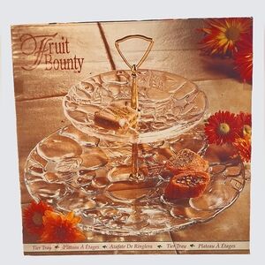 Indiana Glass Two Tier Sandwich Serving Tray Vintage Tiara Sandwich Glass Tidbit